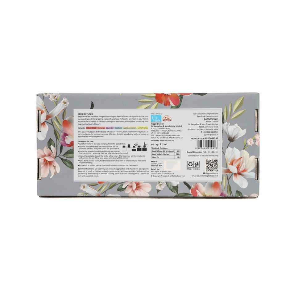 IRIS Reed Diffuser Gift Pack With 6 Assorted Oils And Reed Sticks