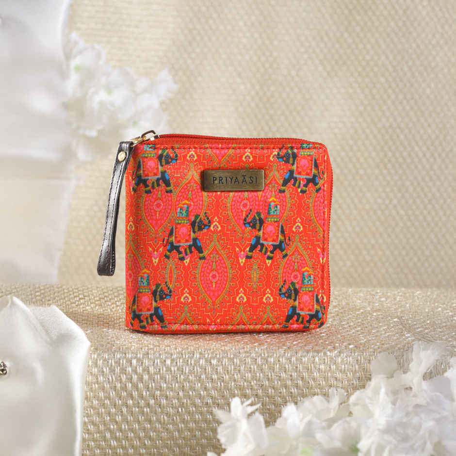 Priyaasi Women's Animal Print Fabric Wallets | Red - One Size