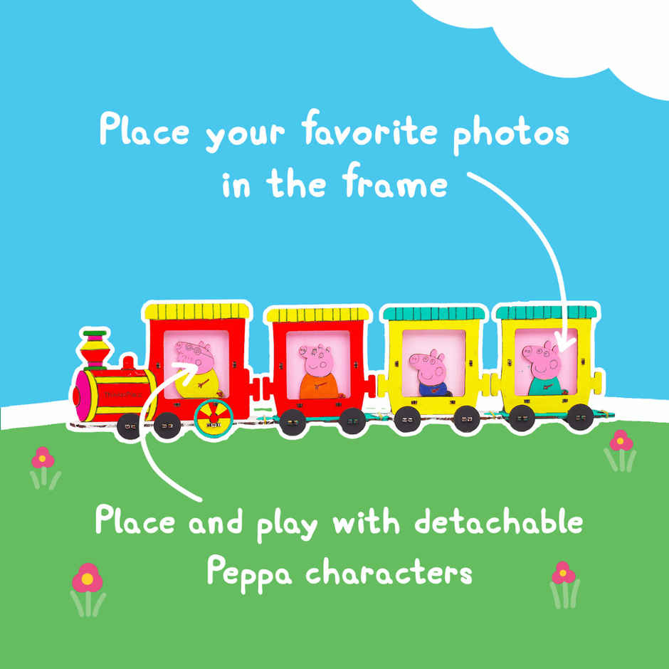 ThinkerPlace Peppa Pig DIY Mini Train Photo Frame | Build & Color Fun Train Toy (Age 3+)