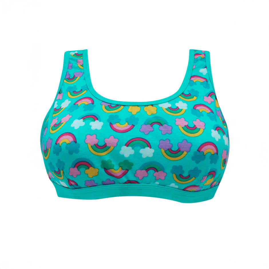 D'chica Girls Rainbow Print Non Padded Non Wired Teenager Bra | Blue - XS