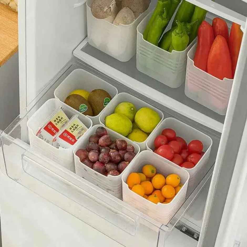 6 fridge Storage Boxes | Containers for Refrigerator | Side Door Organizer for Fruits