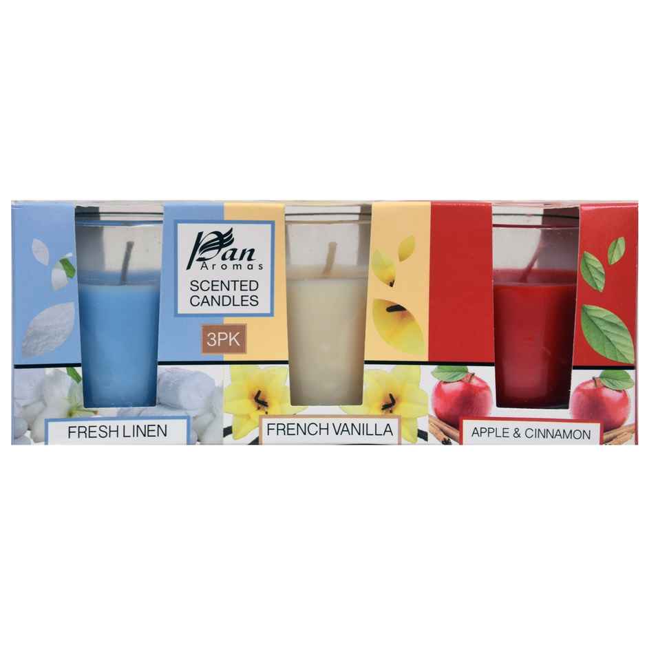 Shot Glass Candles | Pack of 3 | Apple, Vanilla & Linen | Pan Aromas