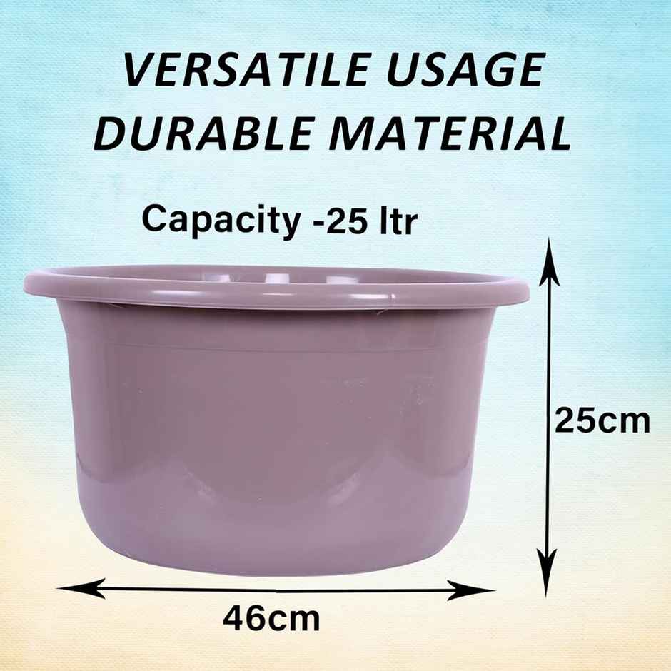 Kuber Industries Versatile Plastic Bath Tub|Baby Bathing Tub|TUB-25 L|Brown