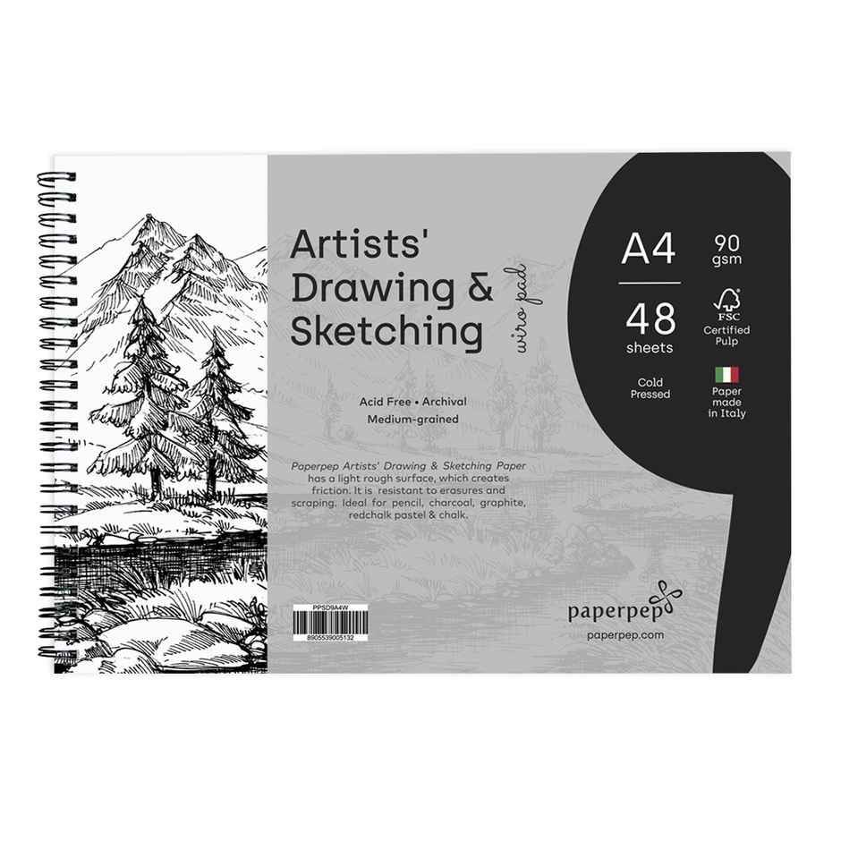 Paperpep Artists' Sketching & Drawing Wiro Pads 90Gsm A4 Pack Of 48