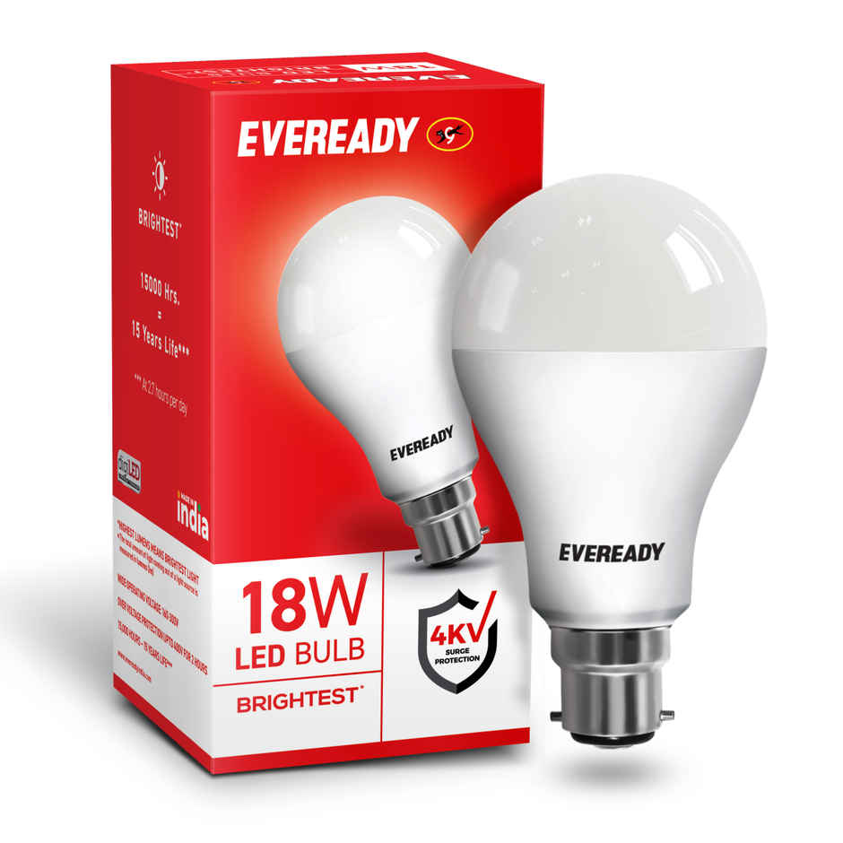 Eveready 18 W LED Bulb Cool Day Light | 6500K | Energy Efficient | B22 Base Holder