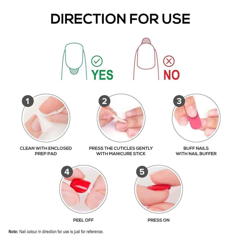 Renee Stick On Nails Bn 08| 24 Reusable Artificial Fake Nail Set