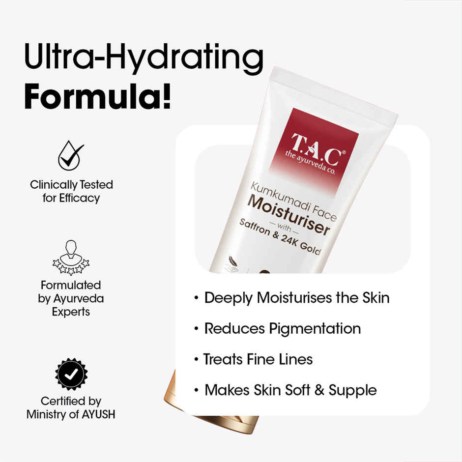 TAC Kumkumadi Face Moisturiser With 24K for Dullness & Pigmentation All Skin Types