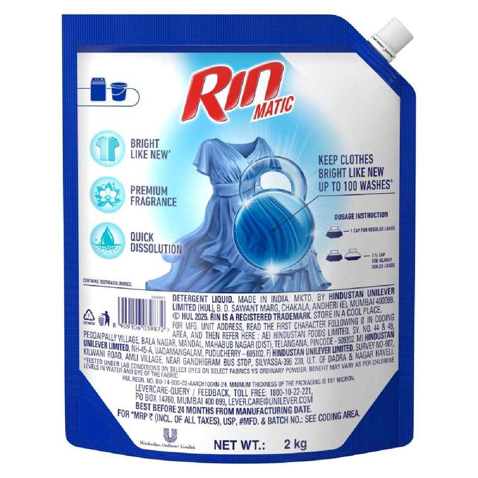 Rin Matic Top Load Detergent Liquid | Pouch