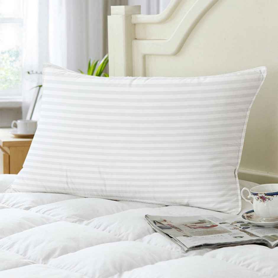 Story@Home White Satin Stripes Microfiber 1 Pillow
