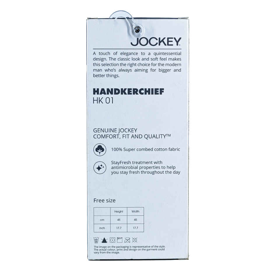 Jockey Men's Solid Cotton Handkerchief | White - Free Size Combo