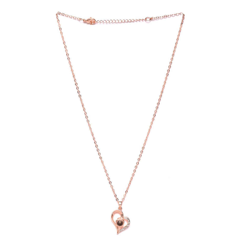 YouBella 18K Rose Gold Plated I Love You in 100 Languages Heart Necklace for Women&Girls(YBNK - 5663)