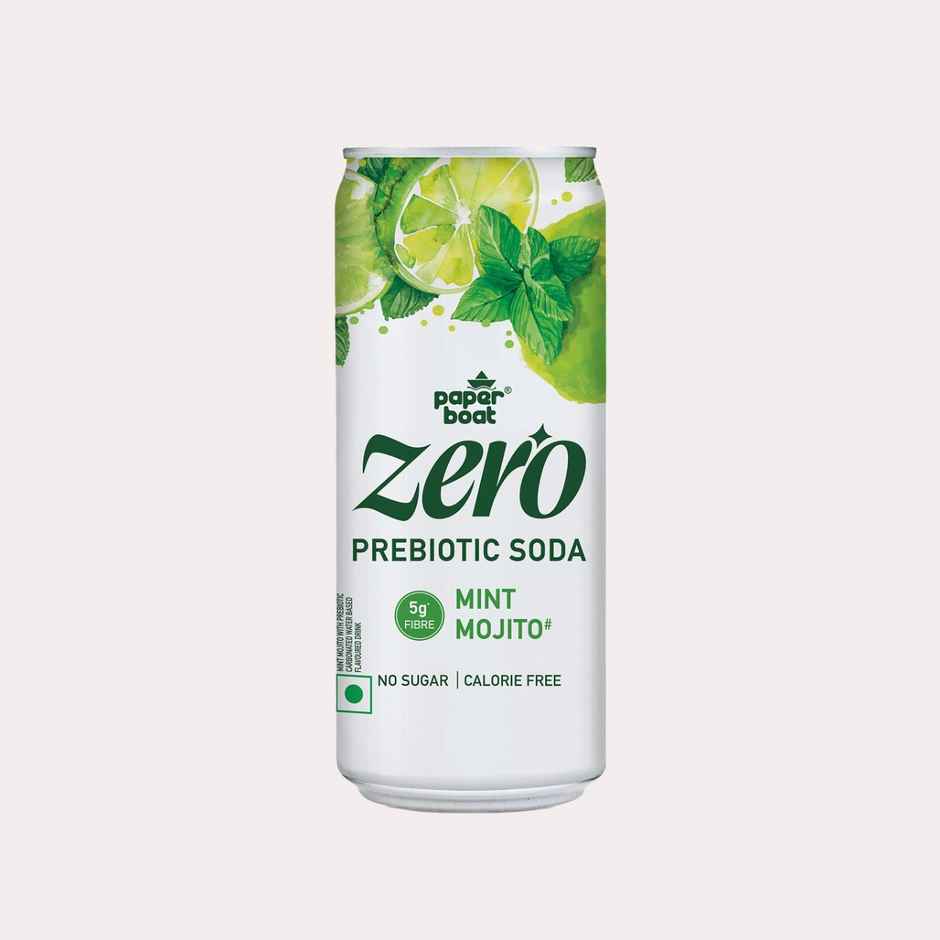 Paper Boat Zero Prebiotic Soda Mint Mojito, 5g Fibre, Caffeinated Sugar Free Cold Drink