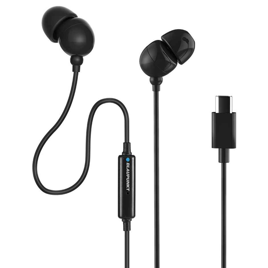 Blaupunkt Em06 In-Ear Type C Earphone With Mic And Deep Bass | Black | In The Ear