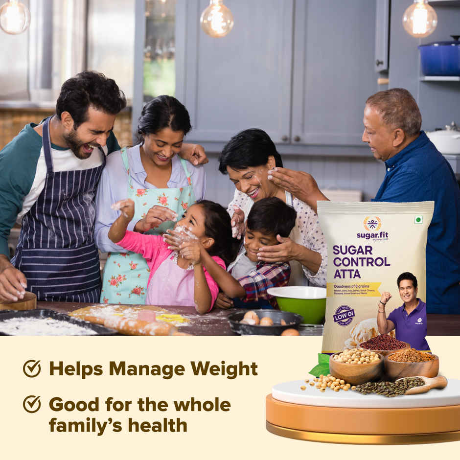 Sugar.fit Sugar Control Atta, 8-in-1 Multigrain Atta for Diabetic Care, Low GI Wheat Flour