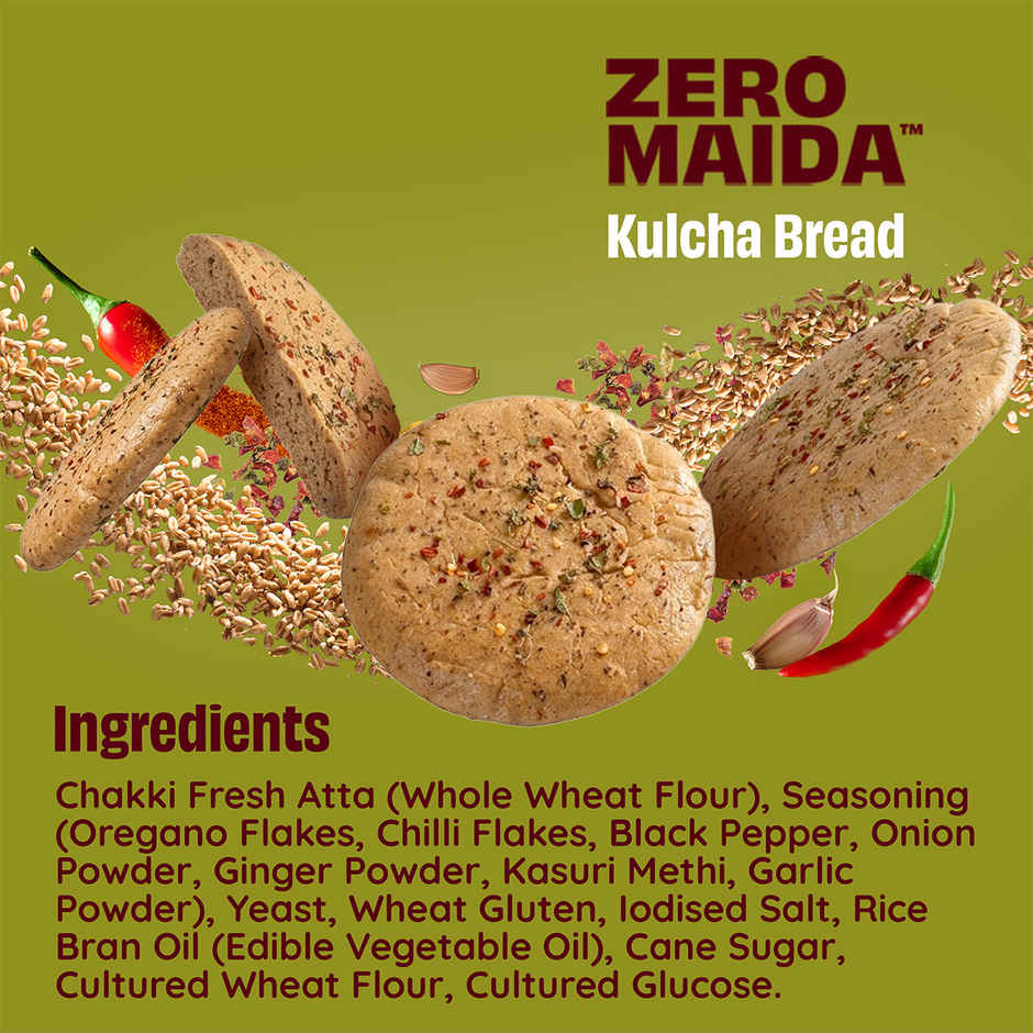 The Health Factory Zero Maida Kulcha Bread | Clean Label, Not Brown