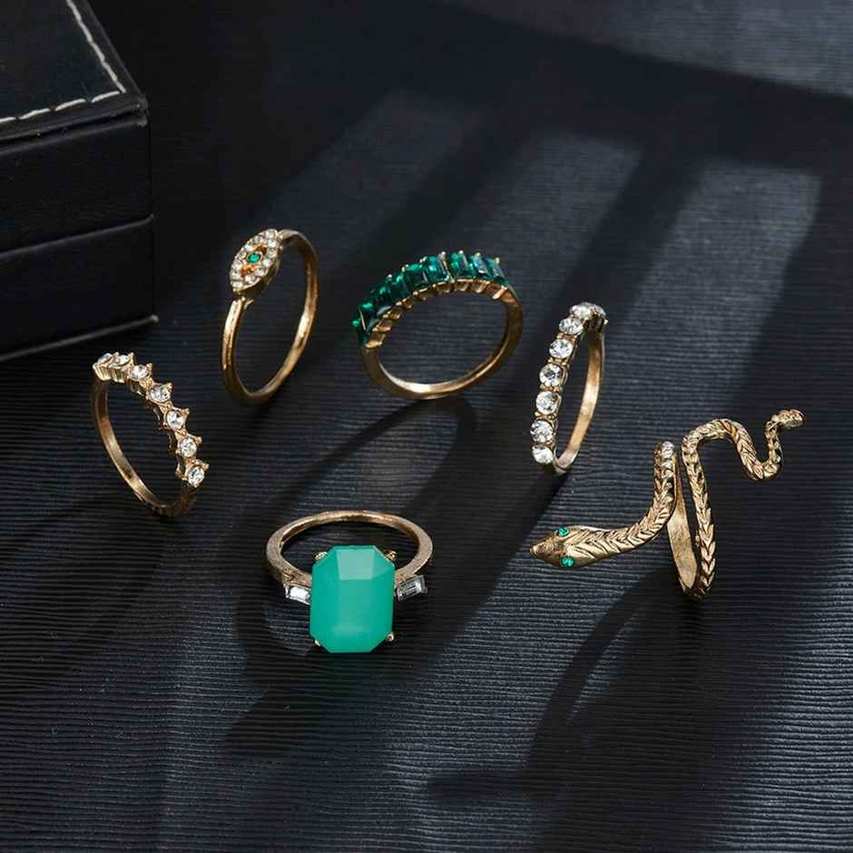Fashion Frill Women's Stackable Rings Green Onesize