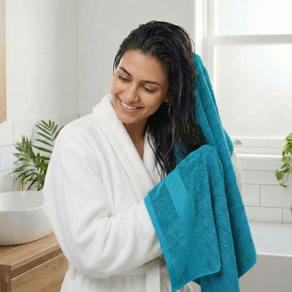 Mytrident Urban Comfort Cotton Bath Towel | Teal Sachet
