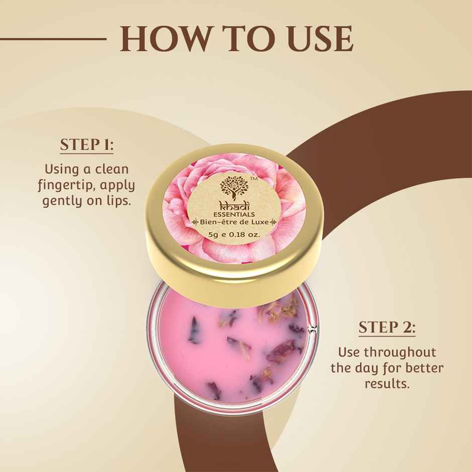 Khadi Essentials Wild Rose Lip Balm With Vitamin E | SPF 20 | Repairs & brightens Lips