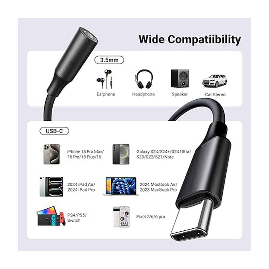 Ailkin Type-C to 3.5mm Audio Jack Connector|Adapter|DAC for Type-C Phones Headphones Converter|Grey