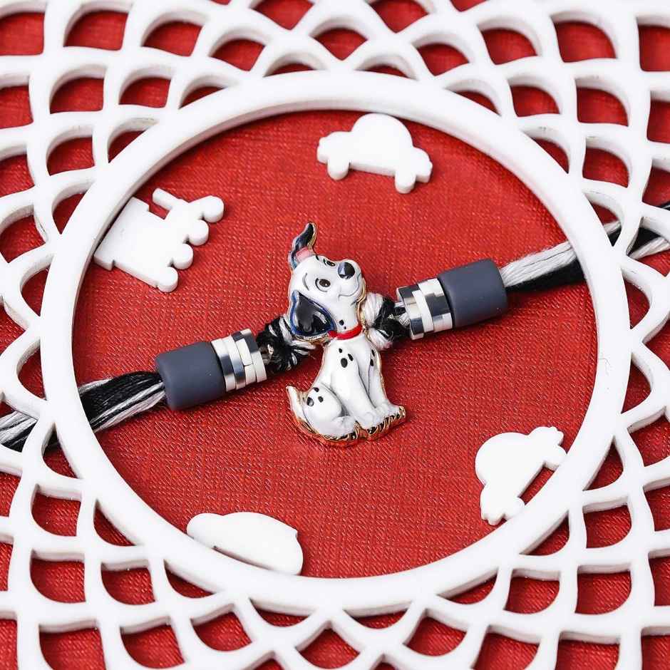 Ecraftindia Unicorn Rakhi | Raksha Bandhan Rakhi | Roli Chawal Pack (1pc) & Floweraura Colourful Unicorn N Cupcake Pastel Rakhi (1pc) & Shubhkart Darshana Janeu (1pc) & Ecraftindia Cute Dog Designer Rakhi With Roli Chawal Pack | Pet Rakhi For Dog (1pc) Combo