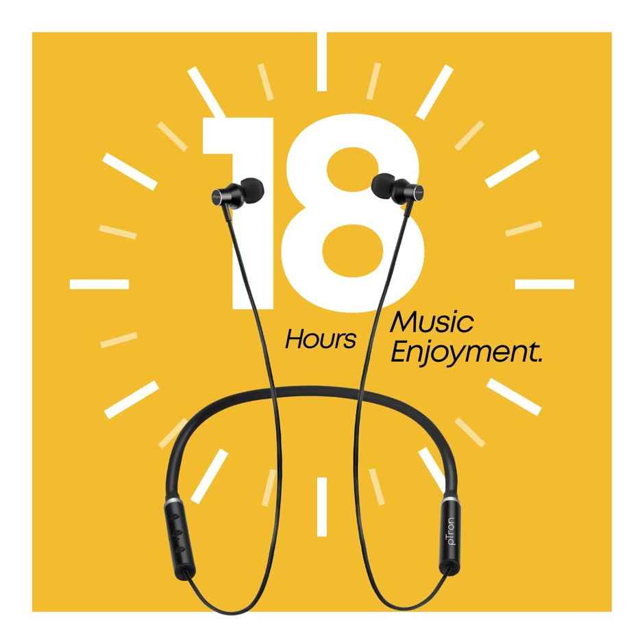 pTron Tangentbeat Bluetooth Neckband | Hd Calls | 18H Playtime | Sound Dual Device Pairing - Black