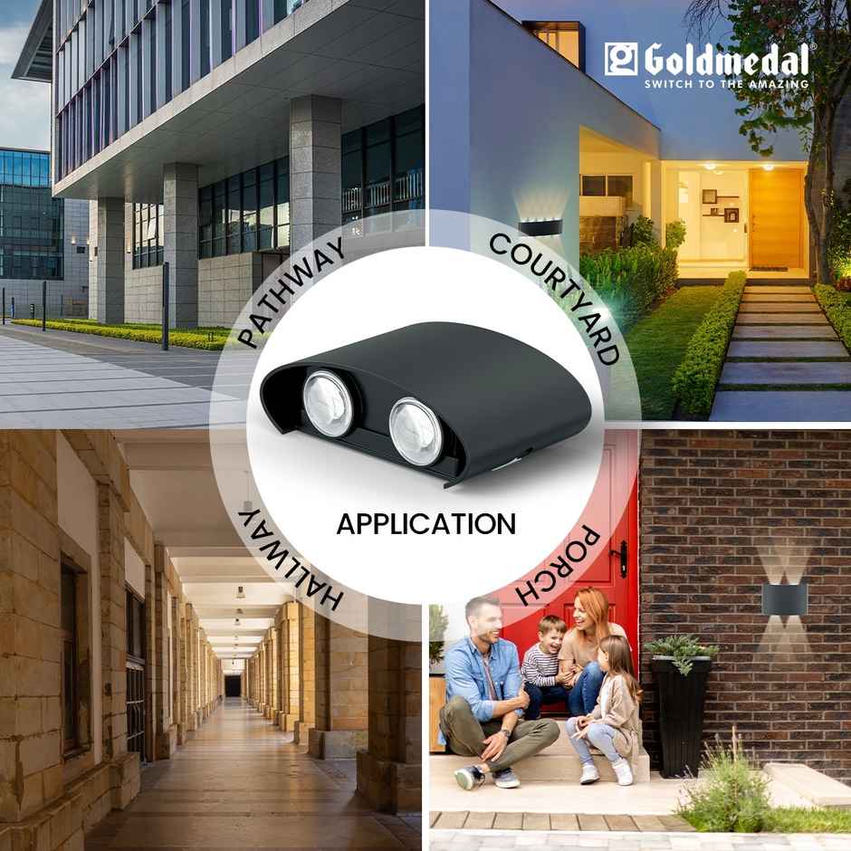 Gold Medal Parkos 01 4W Up-Down LED Outdoor Wall Light | IP54 Waterproof Exterior Wall Mount | Decorative Indoor/Outdoor Light for Garden, Balcony & Gate