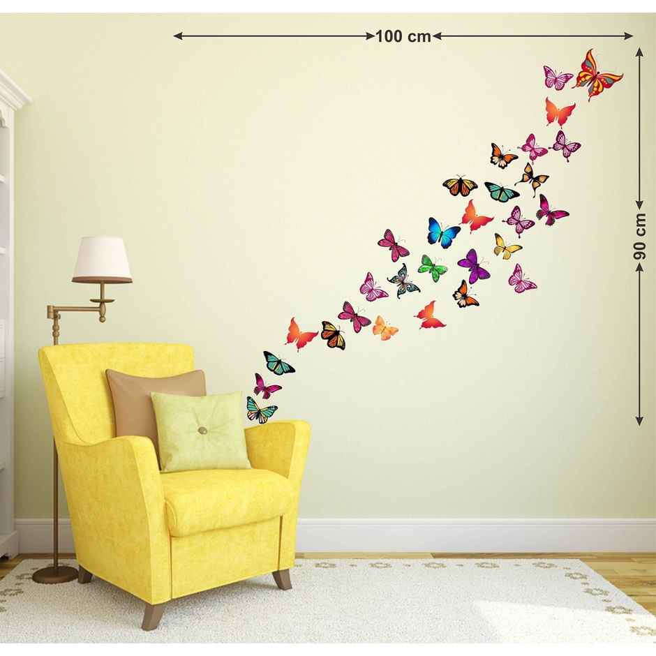 BAY6 Colorful Butterflies | 100 x - 72cm - 90cm Self Adhesive Sticker | Pack Of 1