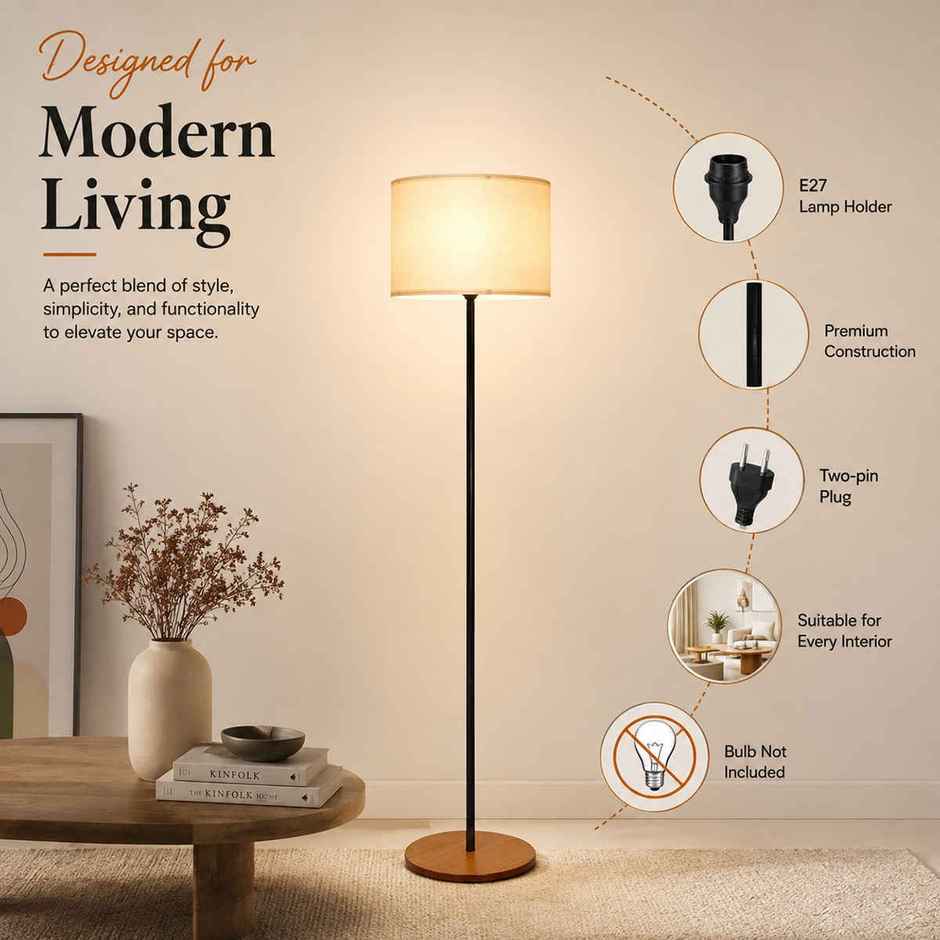 Homesake Modern Floor Lamp | Mid-Century Pole Lamp Light for Living Room | Bedroom Room Office
