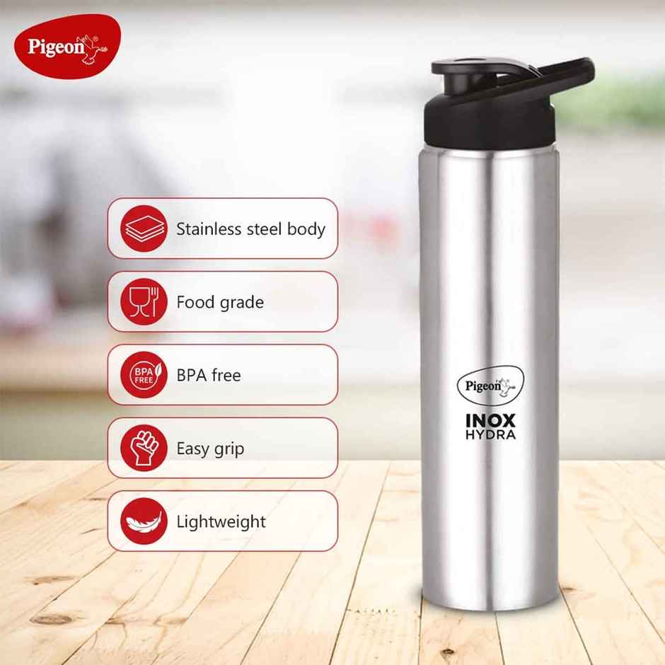 Pigeon Inox Hydra Stainless Steel Water Bottle | 900 ml | Pack of 2
