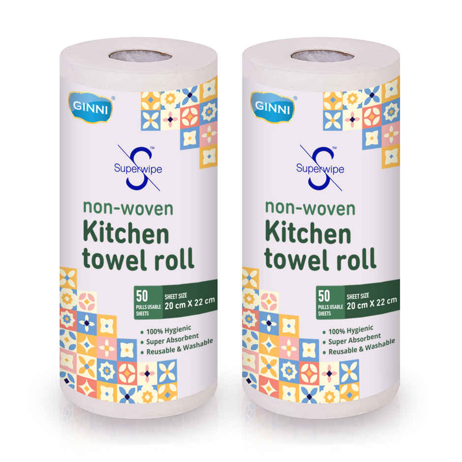 GINNI Superwipe Kitchen Towel Roll | 50 Pulls | 20 x 22 cm