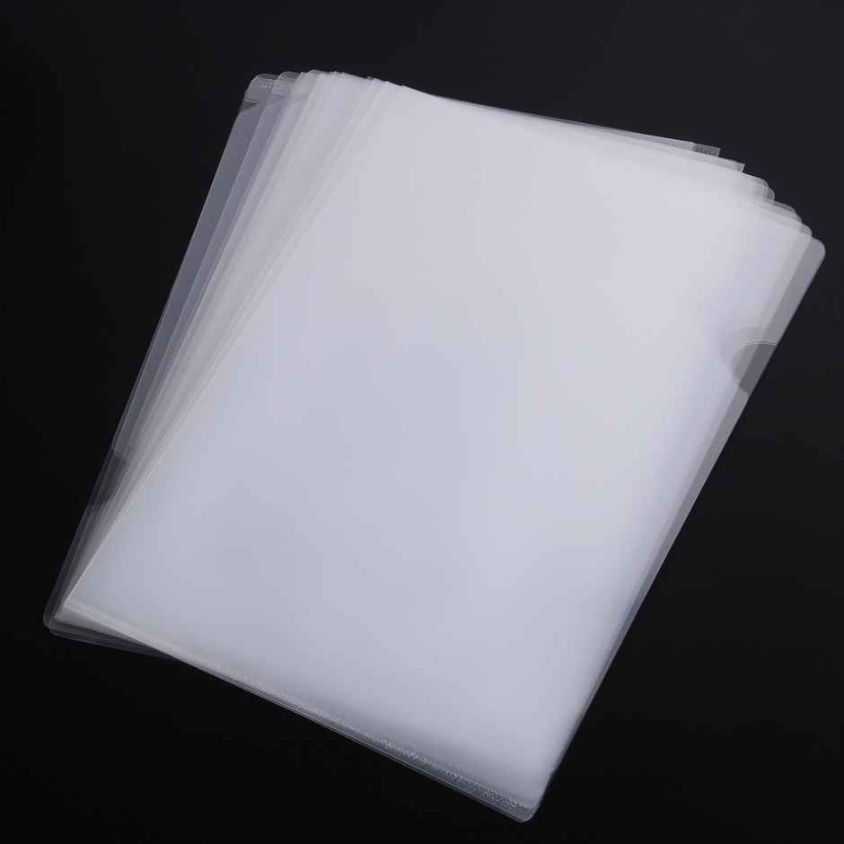 Saya A4 L-Shape Folder File | 120 Micron Transparent Document Holder | Pack of 20