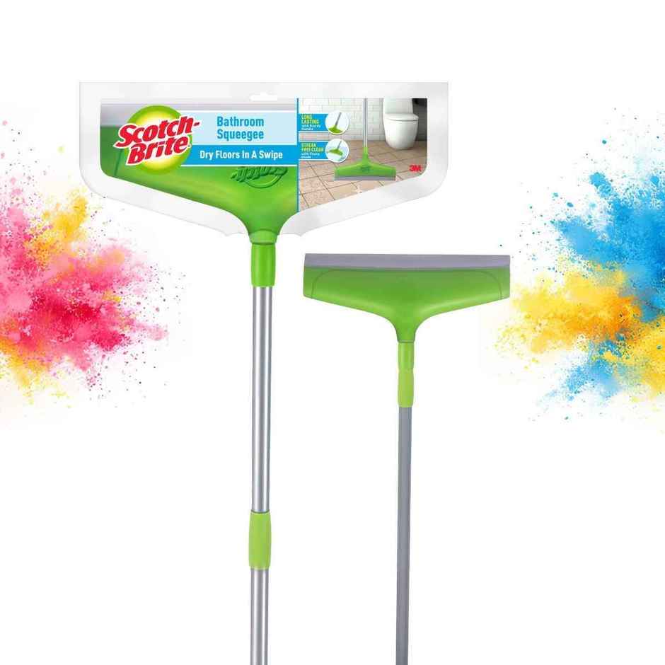 Scotch-Brite Bathroom Squeegee Wiper With Telescopic Handle | 30 CM | Green