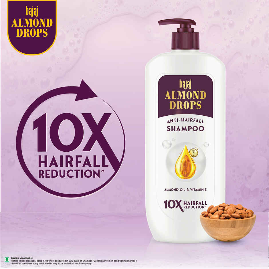Bajaj Almond Drops Anti Hairfall Shampoo with Almond Oil & Vitamin E for Men and Women
