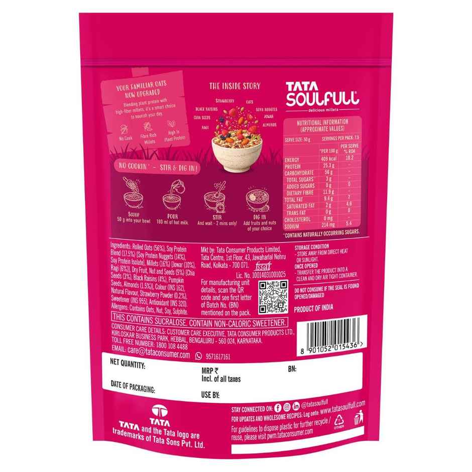 Tata Soulfull No Cook Millet Hi Protein Oats Berry Chia, 25g Plant Protein, High Fibre