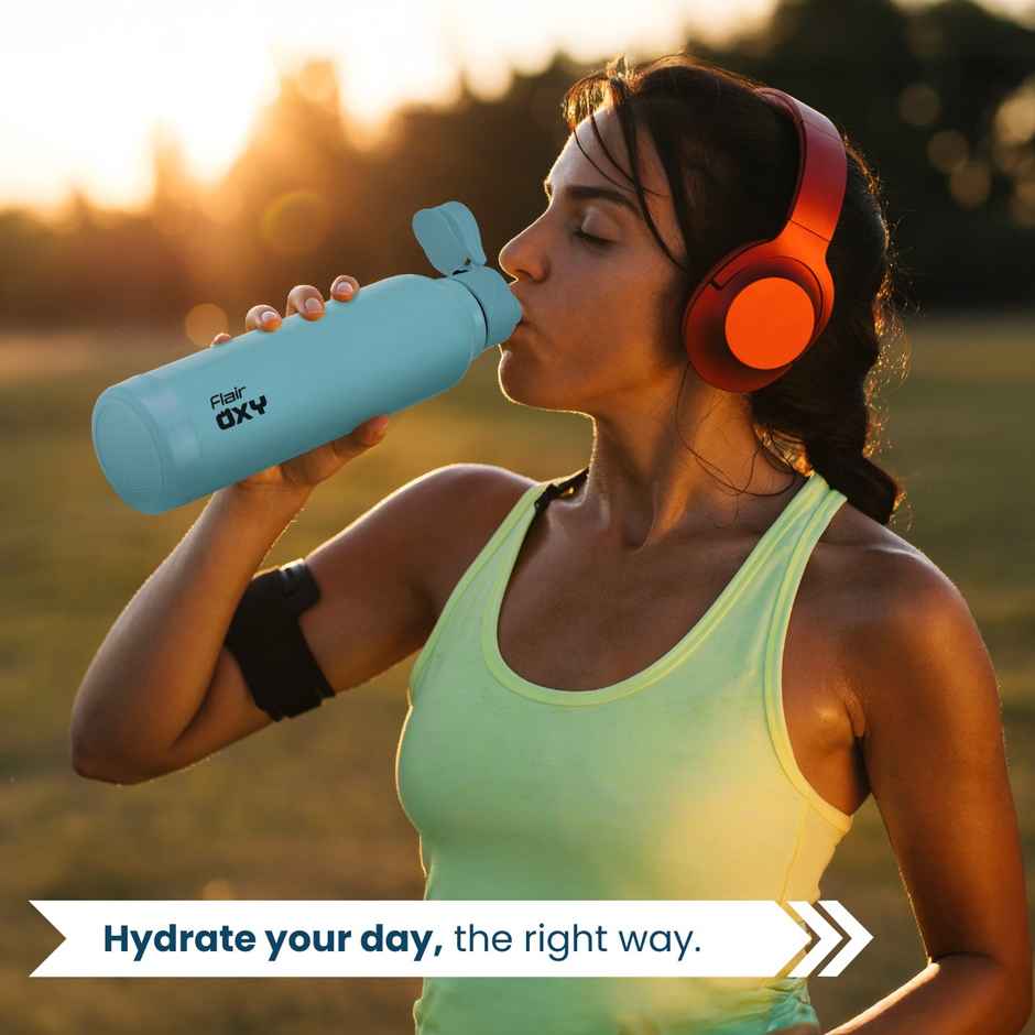 Flair Oxy Stainless Steel Inner Insulated Water Bottle | Blue | 900 ml