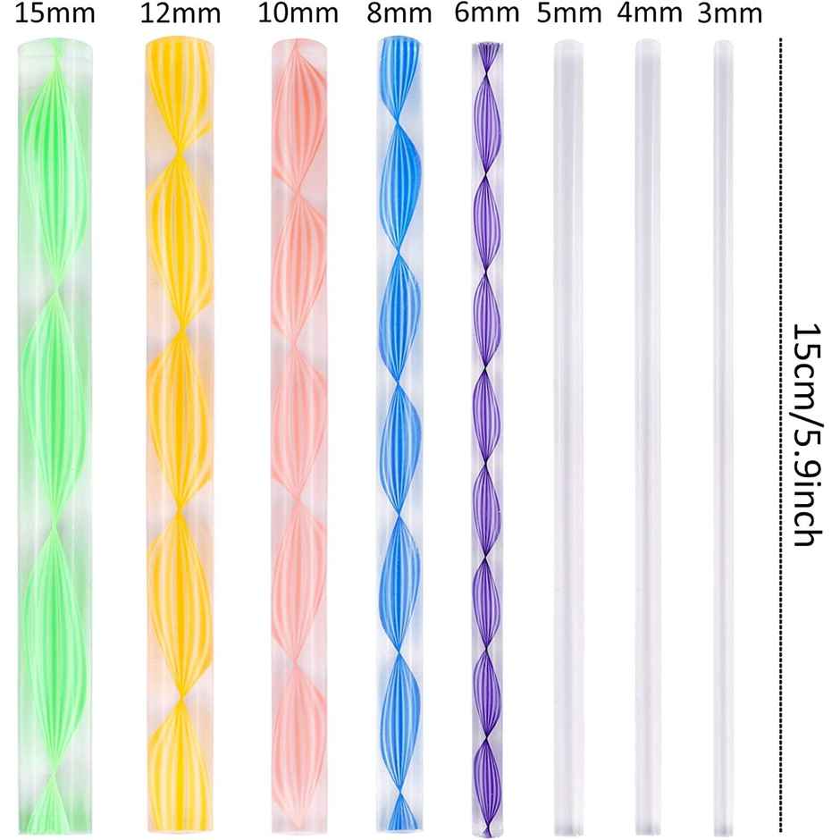 Chrome Mandala Art Tool Set of 8 Pcs Acrylic Flat Head Twisted Sticks for Nail Art & DIY Painting