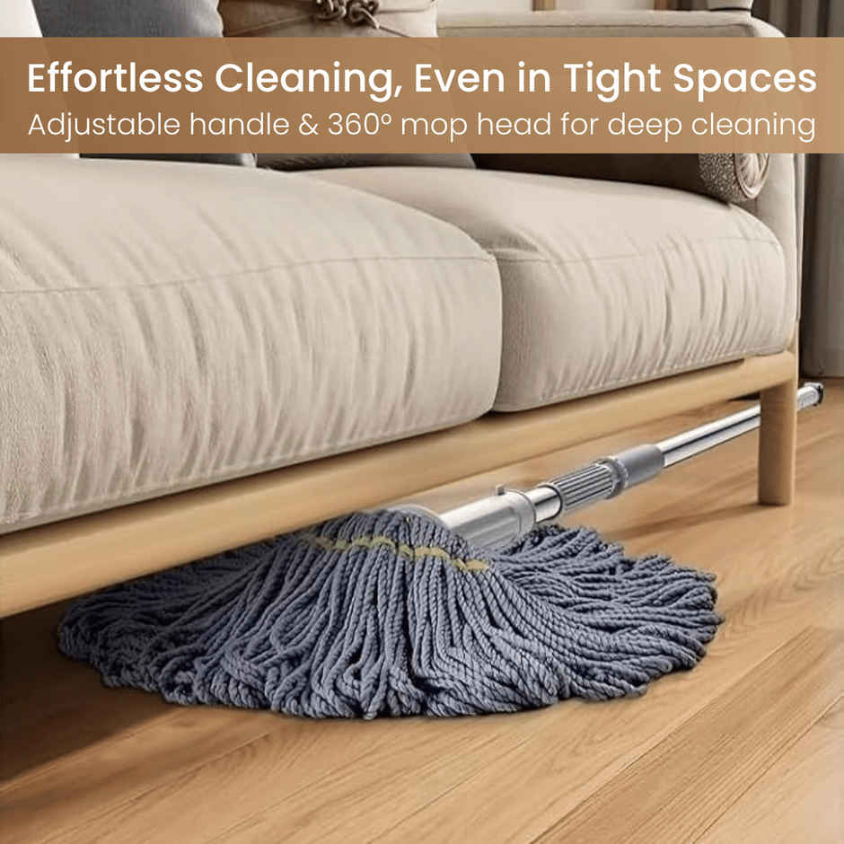 Zulaxy Smart Twist Mop for Effortless Floor Cleaning (Stainless Steel, Microfiber Head)