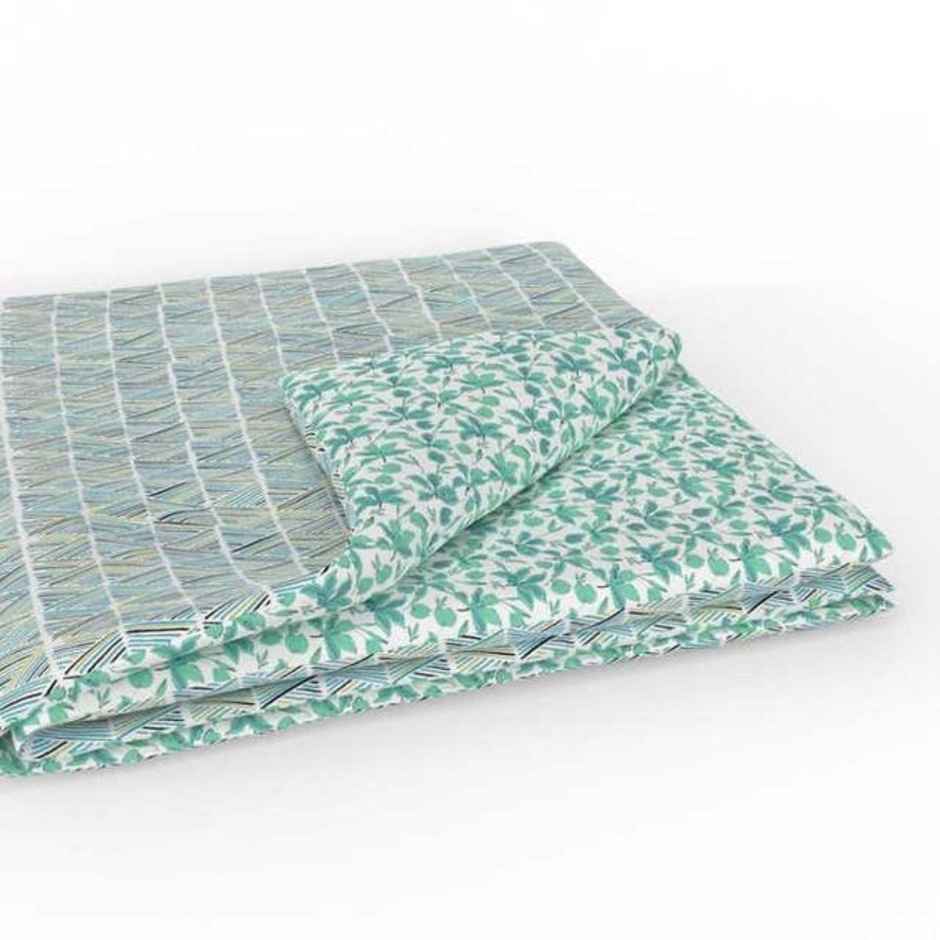 Bianca Extremely Soft 100% Muslin Cotton Dohar Pure Cotton Single Size | Mezzo Geometric-Blue/Green