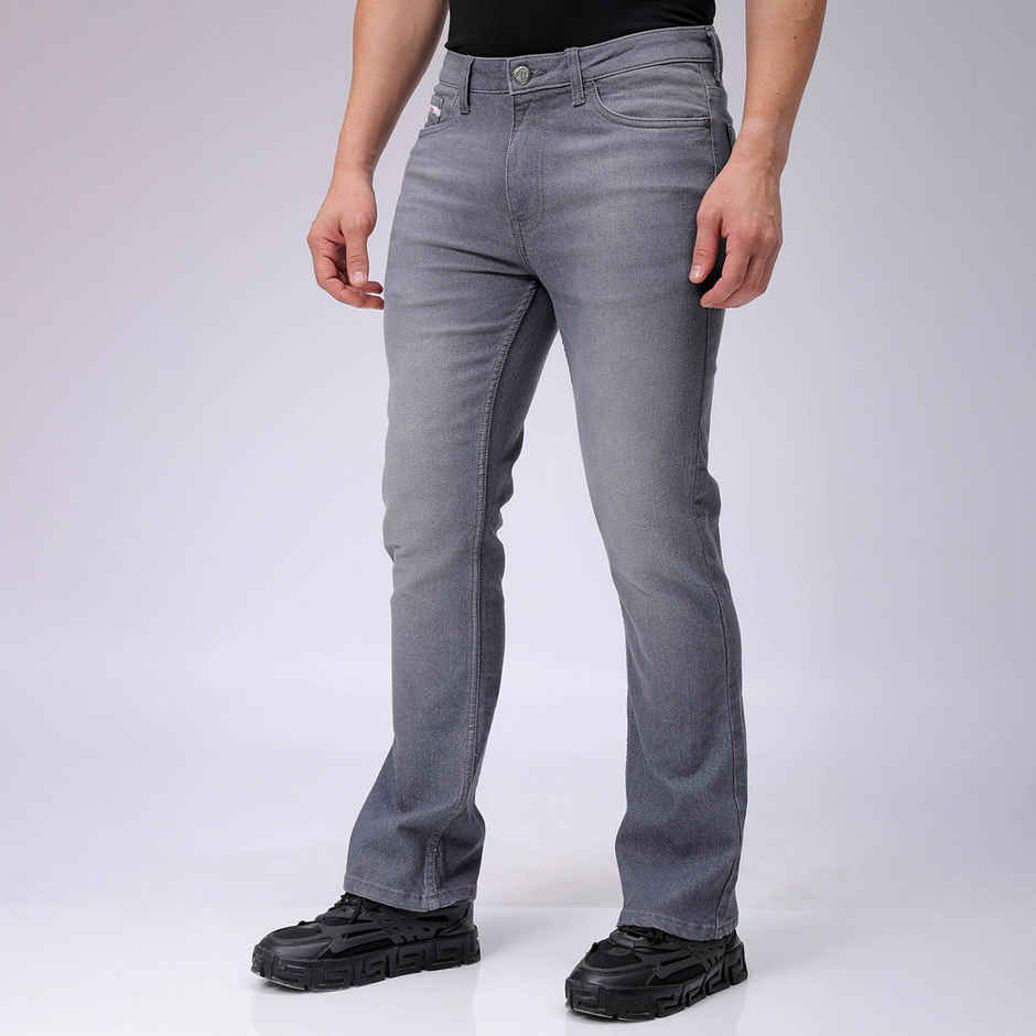 The Indian Garage Co Men's Slim Fit Solid Casual Regular Jeans | Grey | 32