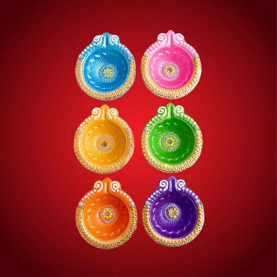 Designer Clay Diya | Set of 6 | | Satvik