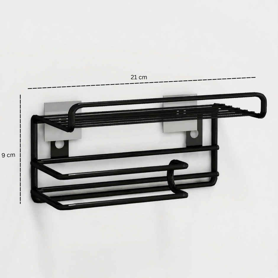 Zedak Self Adhiesive Wall Mounted Toiler Paper Holder | Black