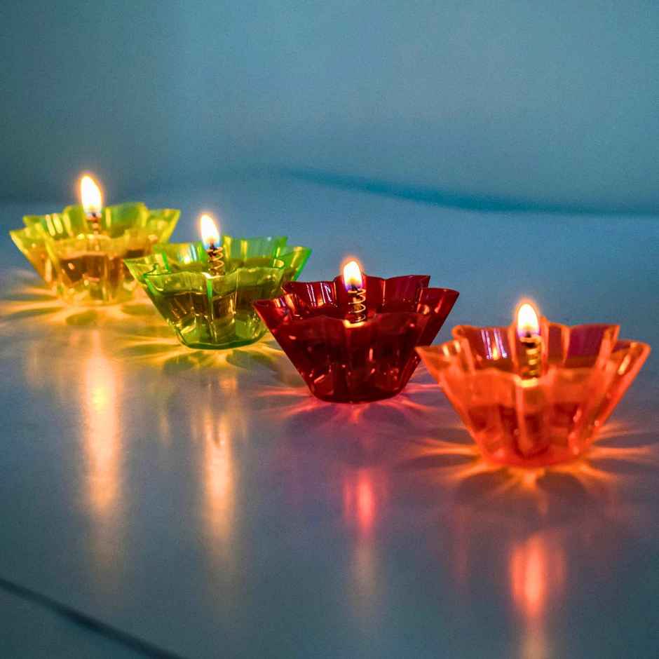 Reflective Floating Diya | Plastic Diya | Pack Of 12 | Satvik