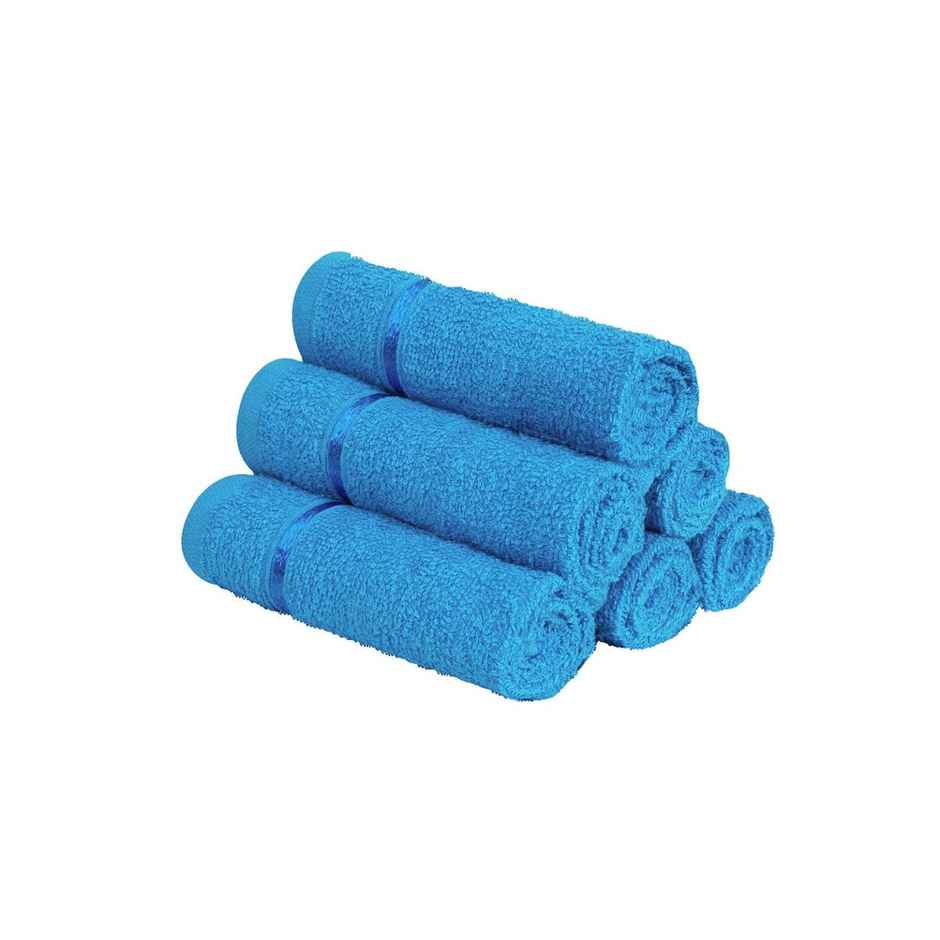 Story@Home 100% Cotton 450 6 pc Face Towel Blue Solid