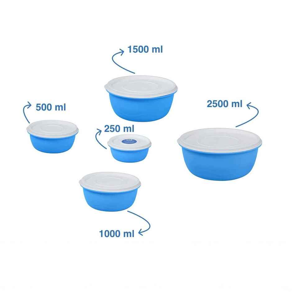 BAY6 Round Container Set With Lid - Blue 5pcs