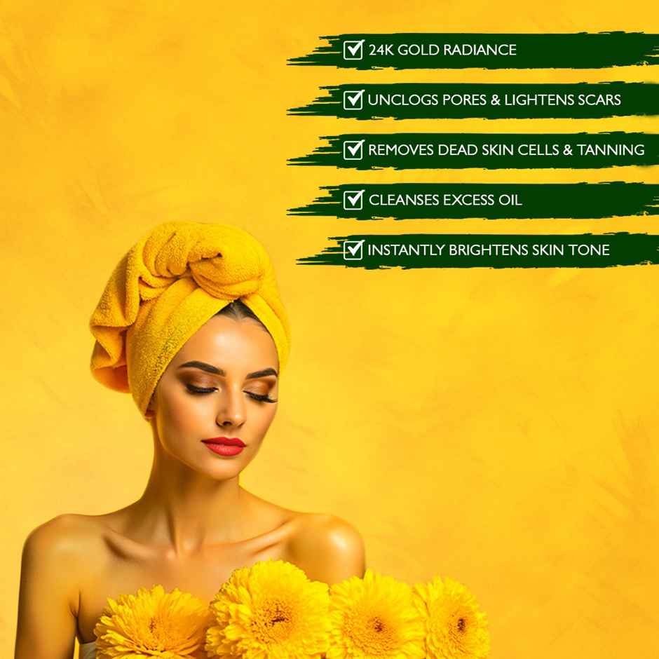 Nimbarka D-Tan Ubtan Face Scrub 24K Gold Radiance - Removes Tan Exfoliates Dead Skin Cells