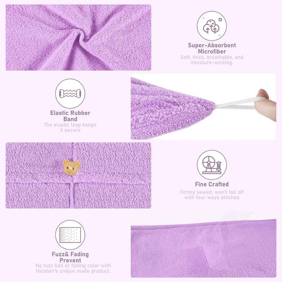 Story@Home Microfiber 400 2 U Hair Towel Purple Solid