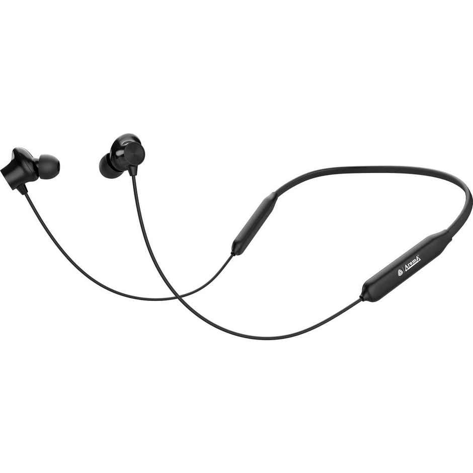Aroma NB120 Amaze Bluetooth Neckband Upto 50 Hours Playtime, Fast Charging, Dual Pairing Neckband Bluetooth  - Black