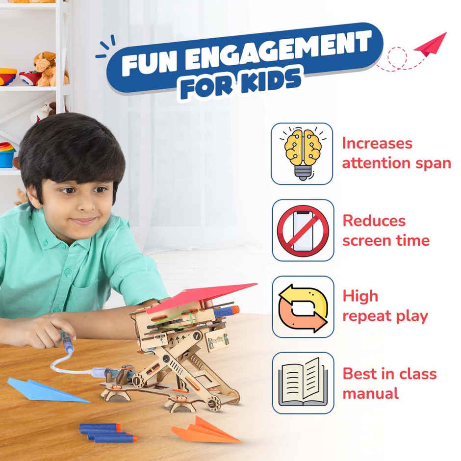 Smartivity 2in1 Hydraulic Aeroplane & Dart Launcher Toy for Kids 6-12 Years,Gifts for Boys & Girls