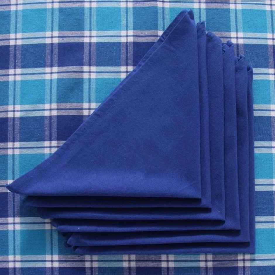 Lushomes Table Cover Set - 6 Seater | Blue Checks | 16 x 16 inch