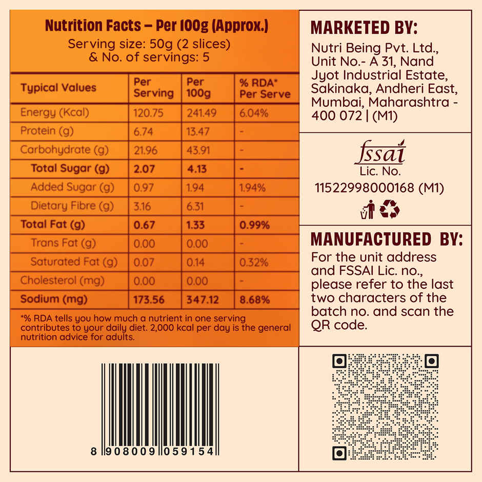 The Health Factory Whole Wheat Bread | Zero Maida | Source of Protein & Fibre